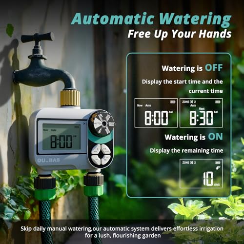 QUOBAS Brass Sprinkler Timer, 2 Pack Water Hose Timer for Garden Hose - size: Interval Program 2 Zone