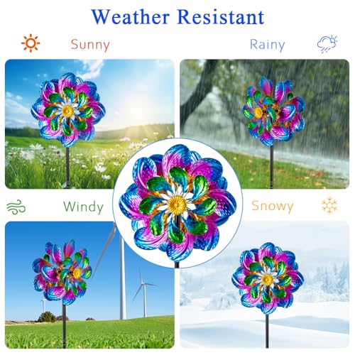 Metal Wind Spinners Outdoor,13''Purple Garden Windmill - size: 13'' Purple