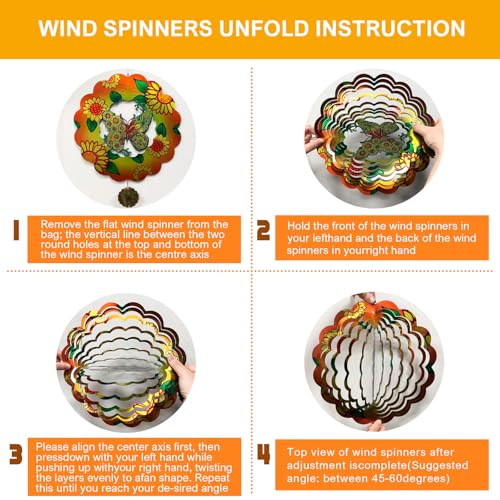 Sunflower Butterfly Wind Spinner Outdoor Hanging Sculptures - color: Butterfly