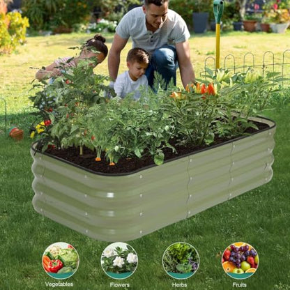 3 in 1 Galvanized Raised Garden Bed, 4x2x1ft, 2Pack, Green - color: Green, size: 4x2x1ft (2packs)