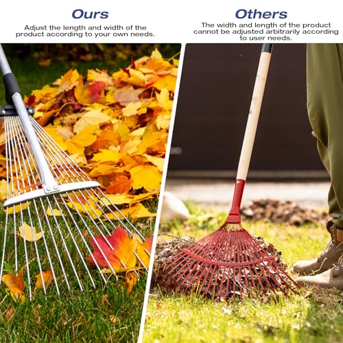 Adjustable Metal-Leaf Rake with Telescopic Handle
