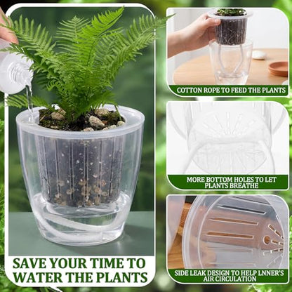 Self Watering Plant Pots, 4.3'', Transparent, 18 Pcs - color: Transparent, size: 4.3''