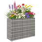 Outsunny Tall Rectangular Planter with Removable Liner PE Wicker Gray - color: Gray