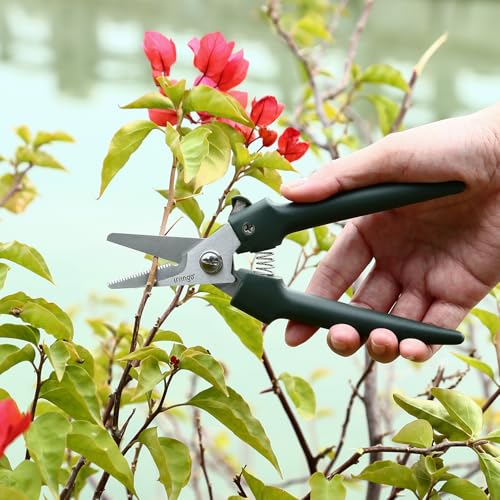 LIVINGO 7.5" Garden Pruning Shears Straight Curved Blade Set