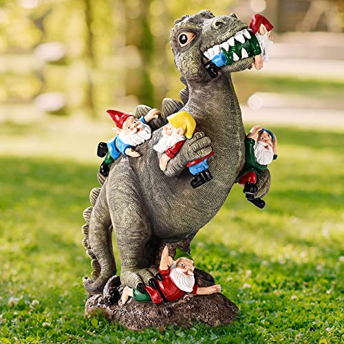 SOWSUN 10.7" Garden Gnomes Statue Dinosaur Outdoor Decor Gifts for Women - size: 10.7" Dinosaur