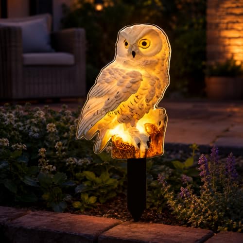 2D Flat Owl Garden Stake with Glowing Light, Outdoor Yard/Lawn Decor Waterproof Acrylic Figurine Lawn Ornament, Animal Outdoor Decor for Flower Bed Patio Cemetery Holiday Yard Landscape Accent - color: Owl 3