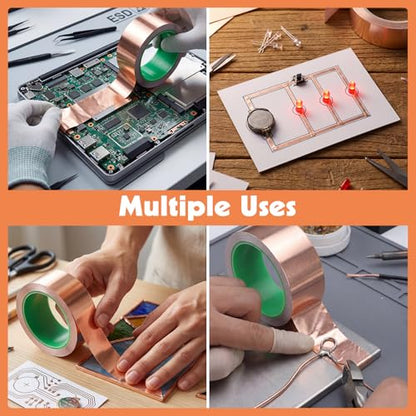 Copper Foil Tape 2 Inch x 33 Ft, Conductive Adhesive, 1 Roll