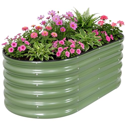INNO STAGE Galvanized Garden Bed Kits, 4x2x1.4FT Metal Raised Beds, Green - color: Green, size: 4x2x1.4FT(1 pack)