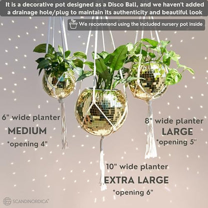 SCANDINORDICA Disco Ball Planter, Value Package, 10-inch Gold - size: 10" Gold