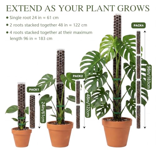 2 Pack 24 Inch,D Shape Plastic Moss Pole for Climbing Plants - size: 2 PACK-24Inch