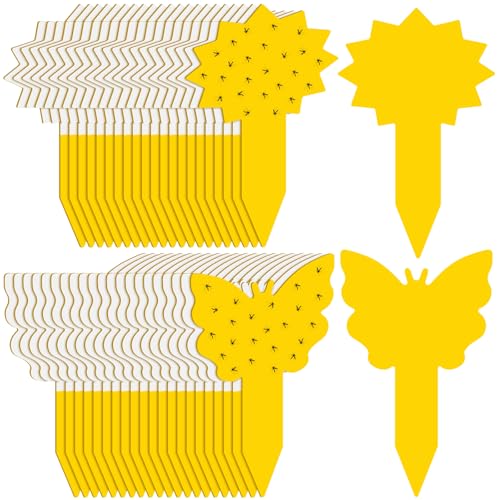 200 Pack Fruit Fly Sticky Traps for Indoor and Outdoor, Yellow Gnat Killers Sticky Traps for Mosquitoes, Flying Insect for Protecting Plant - color: Yellow, style: Vivid