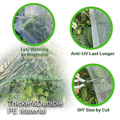 Garden Netting Ultra Fine 8x10ft, Insect Net Bug Mesh for Garden Plants - size: 8'x10'