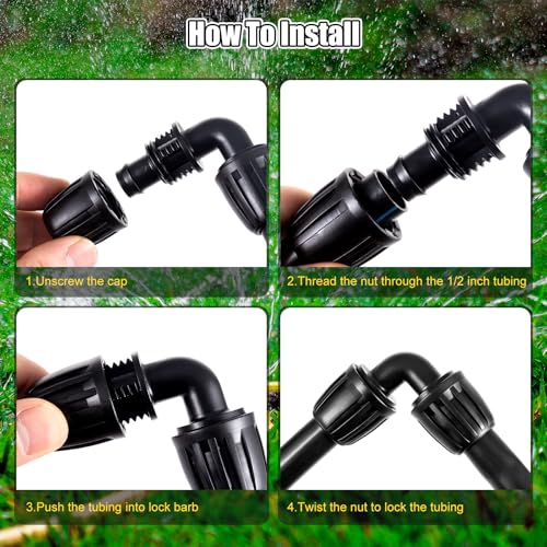 12pc 1/2“ Drip Irrigation Elbow Fittings, ANTI DROP Lock Barbed Elbo - size: 12 Pcs 1/2 Inch Irrigation Elbow Fittings