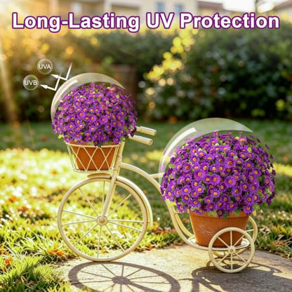 Artificial Daisy Mums for Outdoors, 12 PCS Fall Flowers, Purple - color: Purple