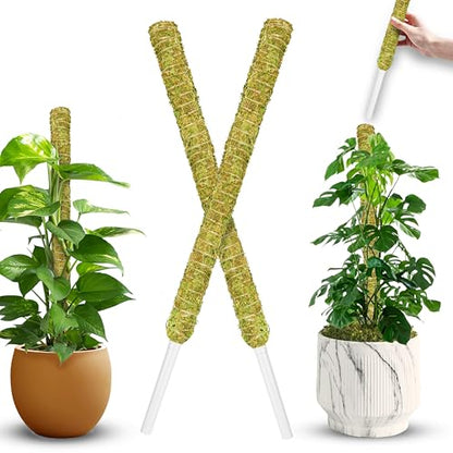 DUSPRO 2 Pack 22" Natural Stackable Moss Pole for Plants Monstera - color: 2 Pack Natural