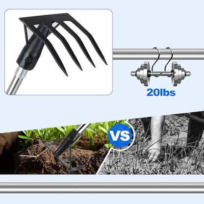 Small Garden Rake Hand Weed Remover Long Handle Tilling Soil Tool