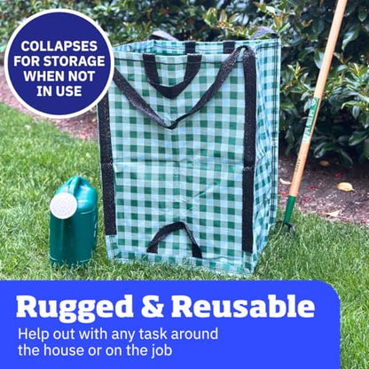 DURASACK Heavy Duty Home and Yard Bags, Gingham Green - color: Gingham Green