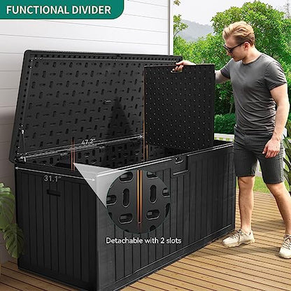 YITAHOME XXL 260 Gallon Large Deck Box - color: Black, size: 230 Gallon Standard