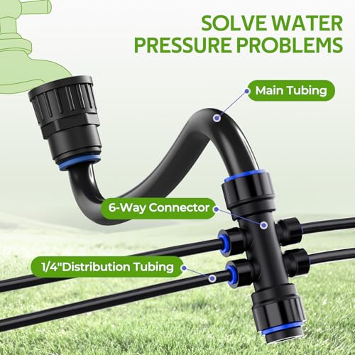 HIRALIY 50FT Drip Irrigation Kit with Garden Water Timer 2 Zone