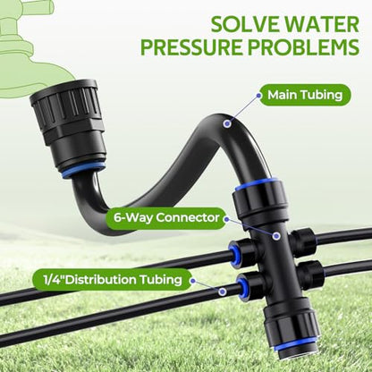 HIRALIY 50FT Drip Irrigation Kit with Garden Water Timer 2 Zone