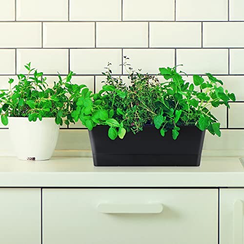 Skelang 3 Pcs Rectangular Plant Pot, 12" Flower Planter Box, Windowsill Container for Succulent, Herb, Vegetable (Black) - color: Black, size: 12 inches