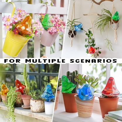 Famstar Self-Watering Globes Spikes, Automatic Plant Waterer Indoor Outdoor - color: 12 Pack-4 colors