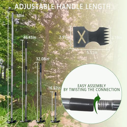 60" Weed Puller Tool with Long Handle