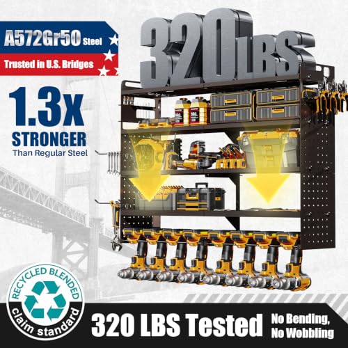 Large 5-Tier Power Tool Organizer Wall Mount, 320lb Capacity, 34'' Wide - size: 34''Width