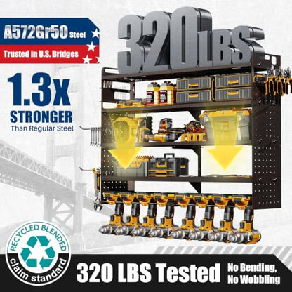 Large 5-Tier Power Tool Organizer Wall Mount, 320lb Capacity, 34'' Wide - size: 34''Width