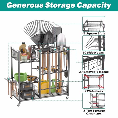 EVERHANGER Garden Tool Organizer, Garage Tool Storage Organization - size: Large