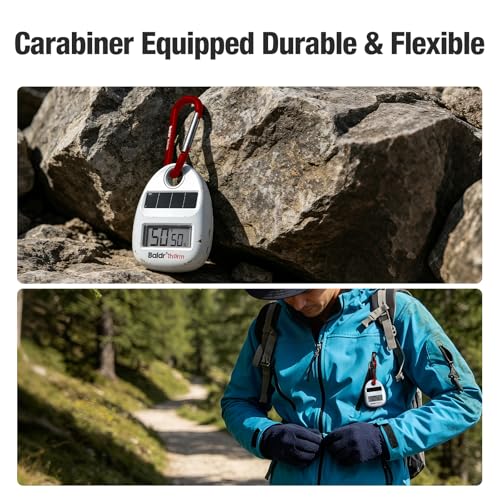 Solar Powered Portable Thermometer Hygrometer with Carabiner