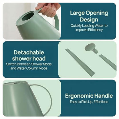 Modern 1.8 Liter Plastic Watering Can with Detachable Spout and Sprinkler Head, Designed for Controlled Pouring and Easy Handling, Light Green - color: Light Green