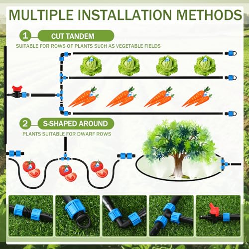 Tondiamo 250ft 16mil 5/8" Drip Tape Irrigation Kit, 6" Spacing Hose