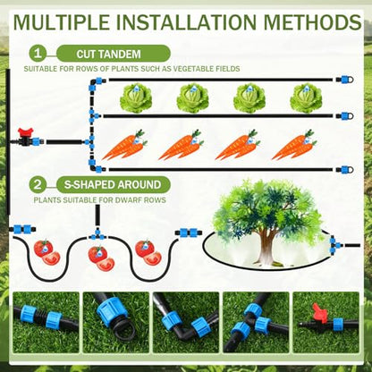Tondiamo 250ft 16mil 5/8" Drip Tape Irrigation Kit, 6" Spacing Hose