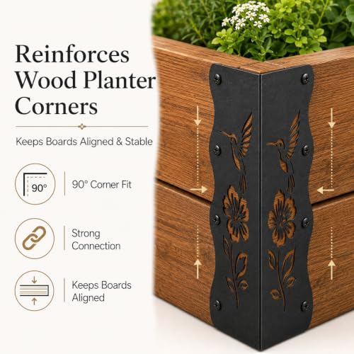 8 Pcs Decorative Raised Garden Bed Corner Brackets, Black
