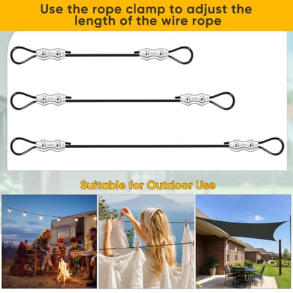 String Light Hanging Kits,300FT Nylon Coated Stainless Steel 304 Wire Rope - size: 300FT