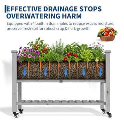 Garvee 48x24x32 Raised Garden Bed w/Lockable Wheels