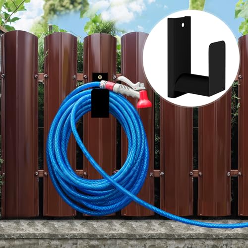 CroBlissful Garden Hose Holder Wall Mount Metal, Black - color: Black