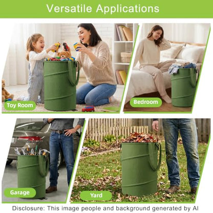 Collapsible Trash Can 13 Gallon, Pop Up Trash Can with Zipper Lid - size: 13 Gallons-With Lid