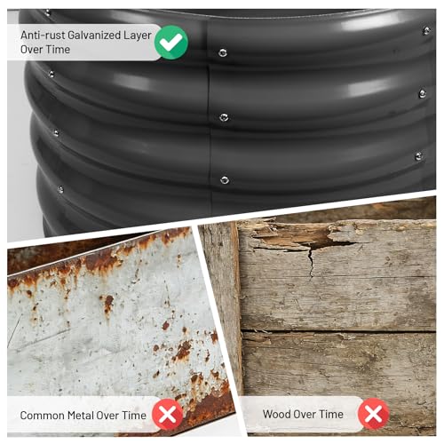 Garvee Round Raised Garden Bed, Galvanized Garden Beds, Metal Planter - color: Dark Grey, size: 2x2x1 FT(2 PCS)
