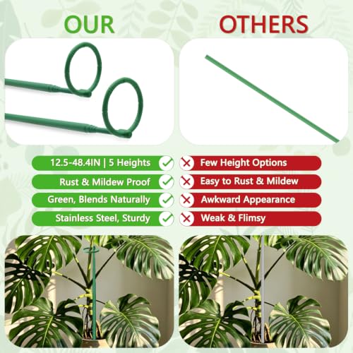 3Pcs Telescoping Plant Stakes 12.5-48.4IN Adjustable Monstera Plant Support - size: 3PCS