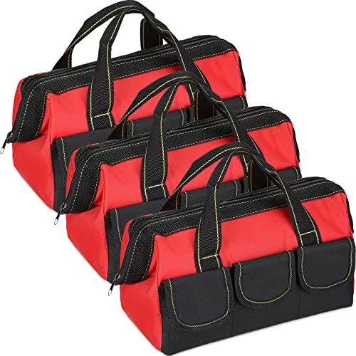 Sanwuta 3 Pack 16 Inch Tool Bags, Classic, Red - color: Red, size: 16 Inch, style: Classic