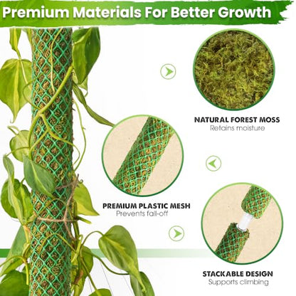 DUSPRO 4 Pack 22" Green Stackable Mesh Moss Pole for Plants - color: 4pcs Green