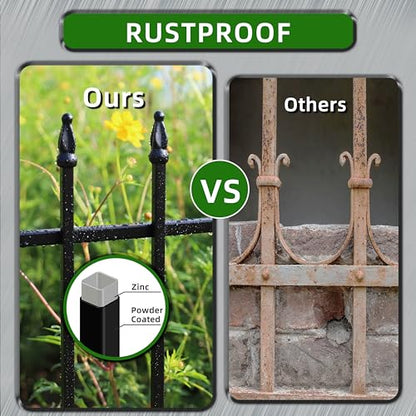 Decorative Metal Garden Fence 11" x 12', Small Fence Border with Stakes - size: 11″H x 12ft（10 Panels）