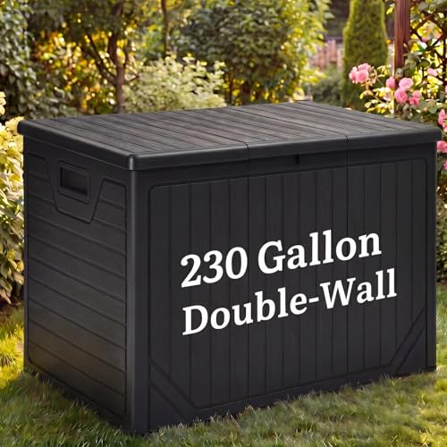 YITAHOME 230 Gallon Extra Large Outdoor Storage Box - color: Dark Black, size: 230 Gallon