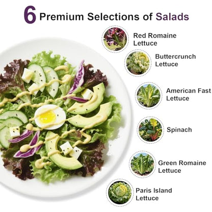 Salad Greens Seed Pod Kit for AeroGarden, iDoo, Ahopegarden, MUFGA with Red/Green Romain/American Fast/Buttercrunch/Parris Island Lettuce, Spinach - Compatible with All Garden(8-Pod) - color: salad greens, size: 7-pods