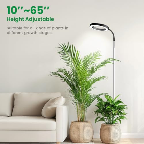 Garpsen Grow Lights for Indoor Plants, 6000K, Height Adjustable, Plug-in - size: 6.3''Head（Height 65'')-1Pack