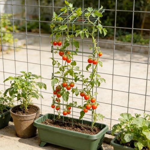 2 Pack Heavy Duty Adjustable A-Frame Trellis for Climbing Plants,48"x16", Rust-Proof Metal Garden Trellis with Dense Grid, Ideal for Raised Beds, Cucumbers, Tomatoes, Beans, and Outdoor Vines (2 Pcs)