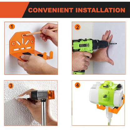 2 Pack Wall Mounted Tool Holder for Garage & Garden - Orange Metal Durable