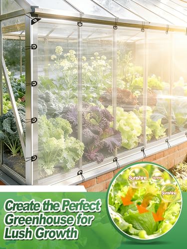 8x12ft Anti-Tear Clear Tarp Waterproof for Greenhouse, 5 mil - size: 8 x 12ft